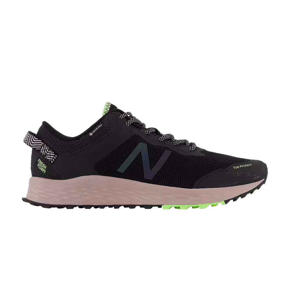 New Balance Women's Fresh Foam Arishi Trail GTX Wide Black Bleached Lime Glow