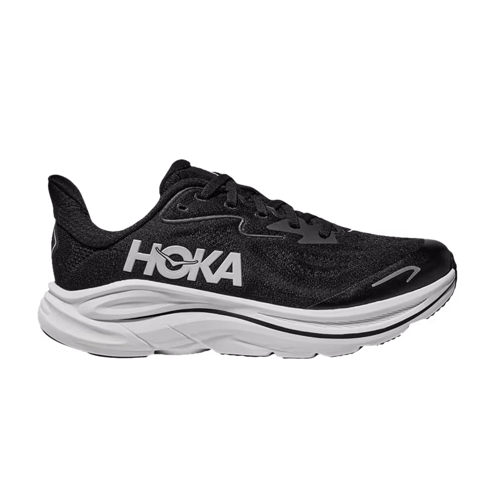 HOKA Clifton 10 Big Kids Black White
