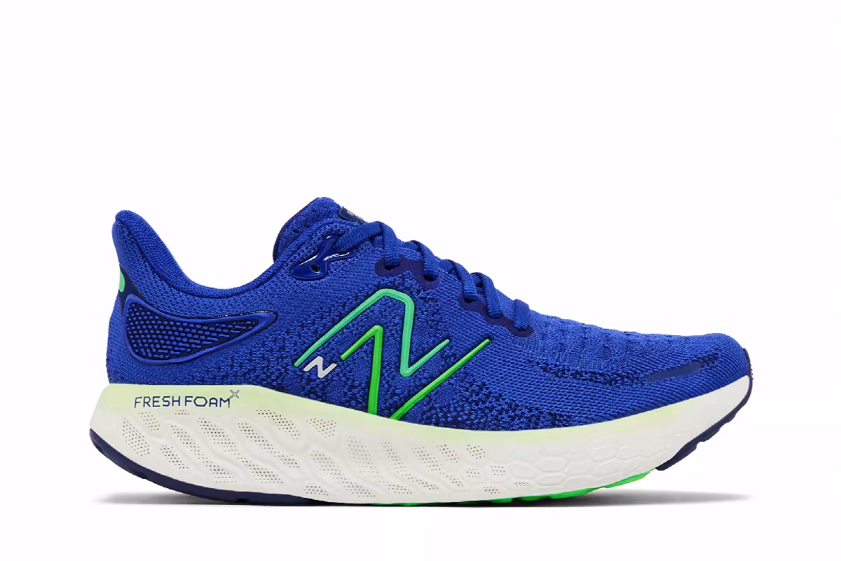 New Balance Fresh Foam X 1080v12 2E Wide Blue Green Apple, view 2