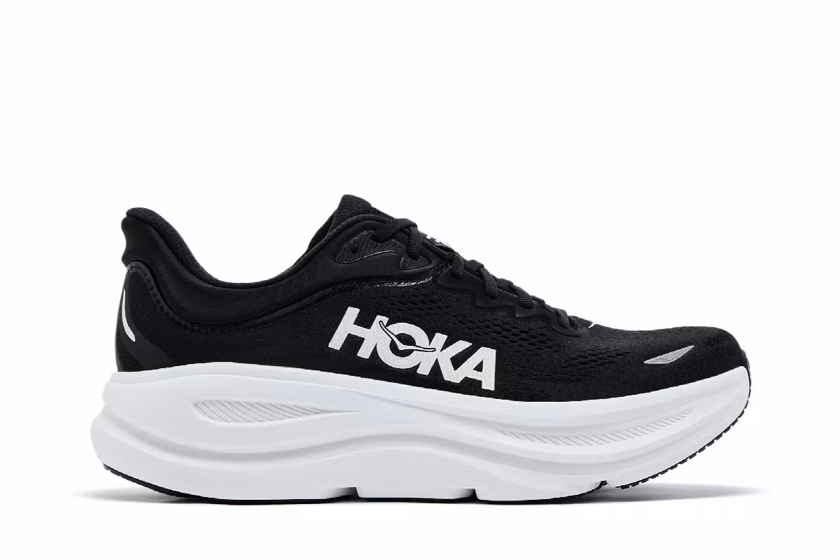 HOKA Bondi 9 Black White, view 2