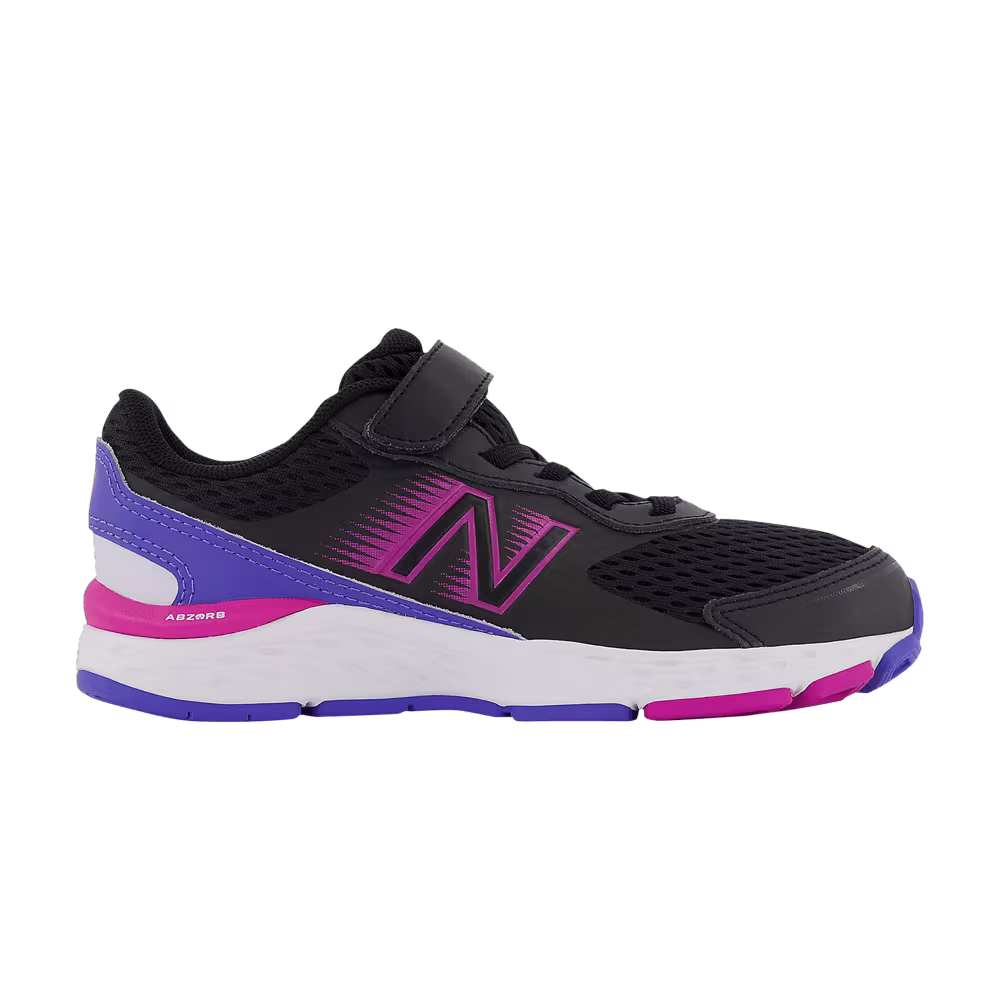 New Balance 680v6 Bungee Big Kid X-Wide Black Magenta Pop