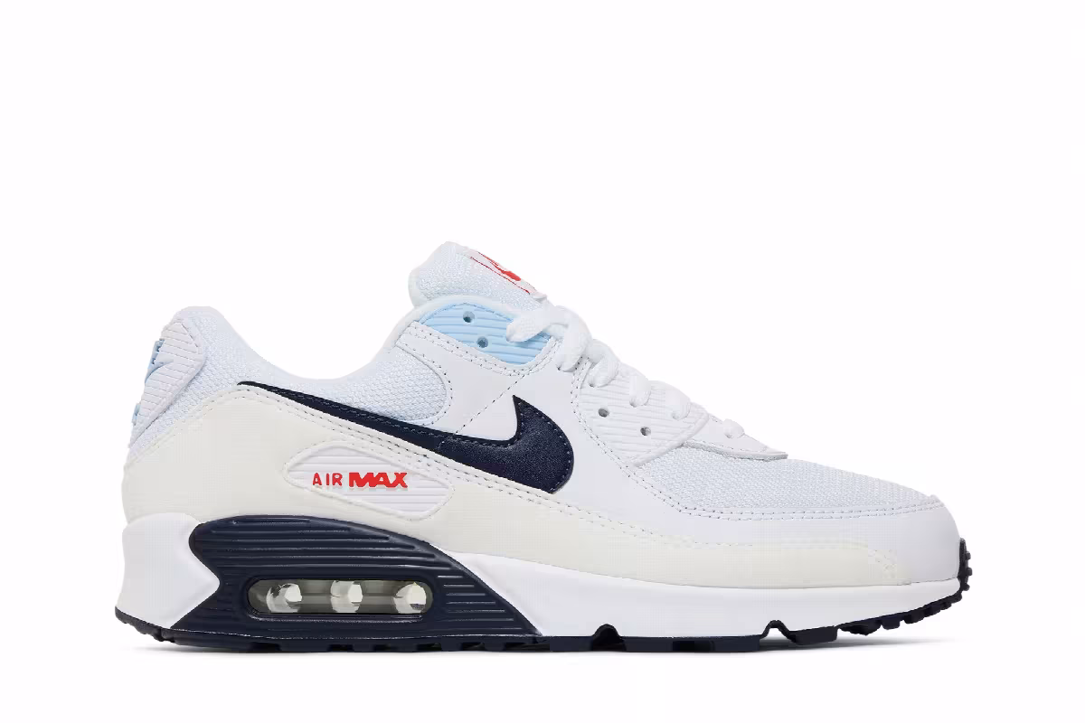 Nike Air Max 90 White Midnight Navy, view 2