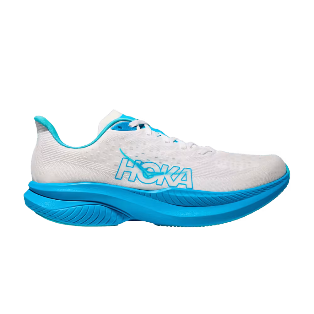 HOKA Mach 6 White Skyward Blue