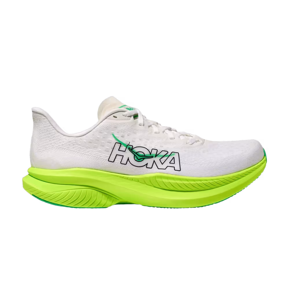 HOKA Mach 6 White Neon Lime