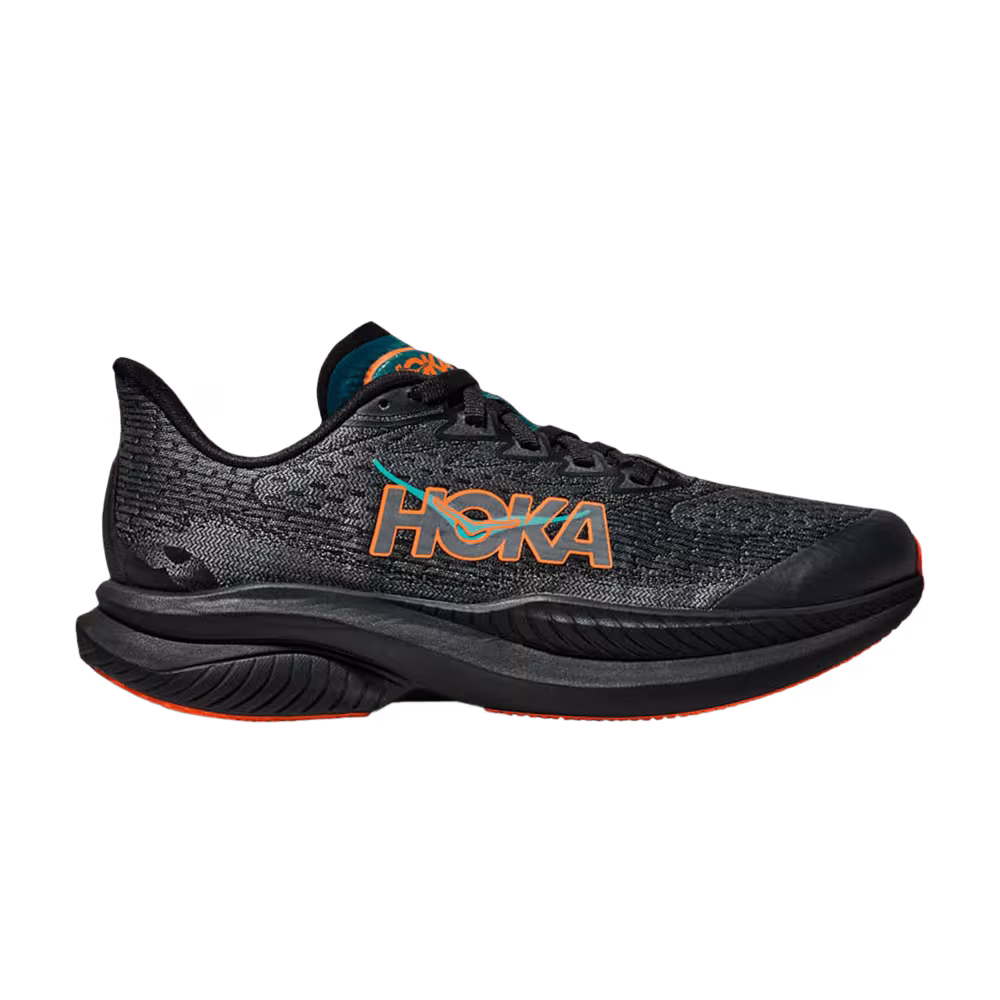 HOKA Mach 6 Kids Black Electric Tangerine