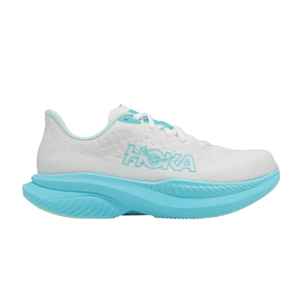 HOKA Women's Mach 6 Wide White Cielo Blue