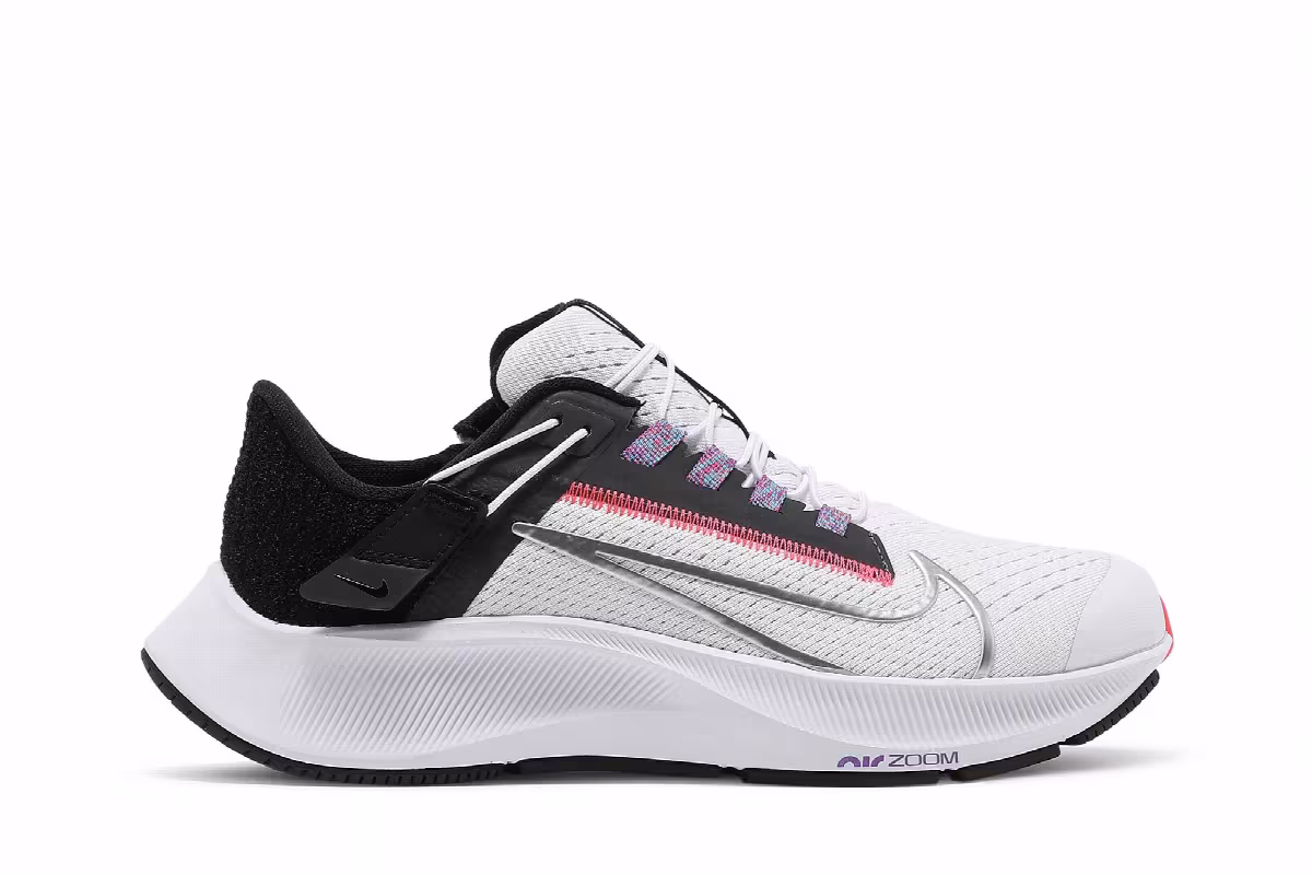 Nike Women's Air Zoom Pegasus 38 FlyEase Wide White Metallic Silver, view 2