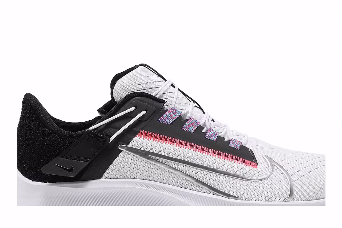 Nike Women's Air Zoom Pegasus 38 FlyEase Wide White Metallic Silver, view 3