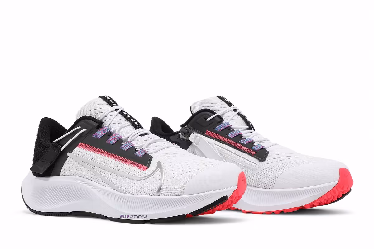 Nike Women's Air Zoom Pegasus 38 FlyEase Wide White Metallic Silver, view 9