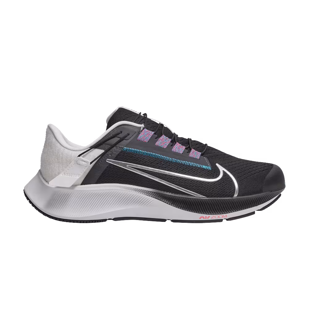 Nike Air Zoom Pegasus 38 FlyEase Extra Wide Black Metallic Silver