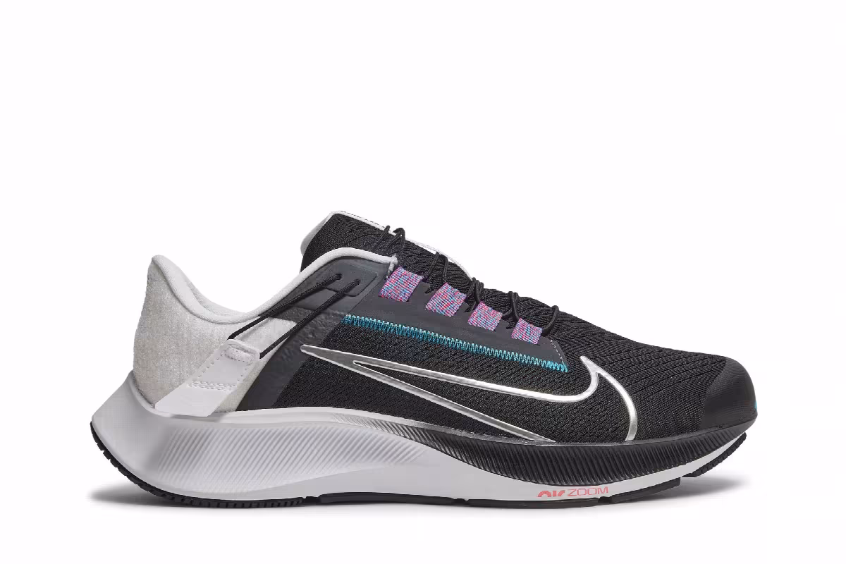 Nike Air Zoom Pegasus 38 FlyEase Extra Wide Black Metallic Silver, view 2