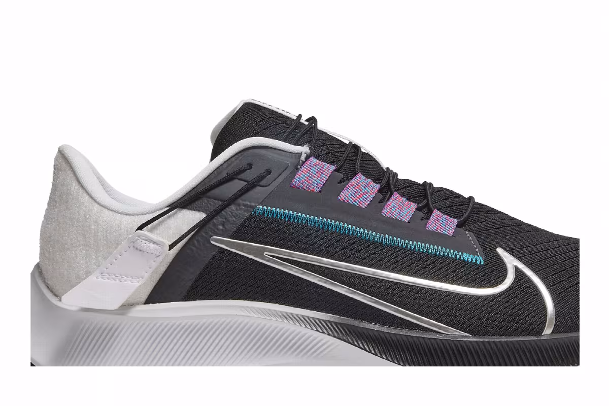 Nike Air Zoom Pegasus 38 FlyEase Extra Wide Black Metallic Silver, view 3