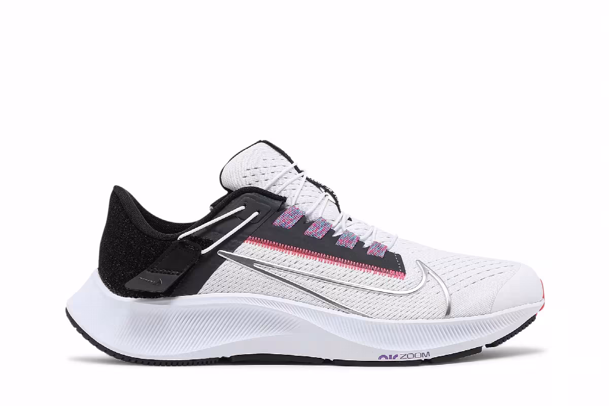Nike Women's Air Zoom Pegasus 38 FlyEase White Metallic Silver, view 2
