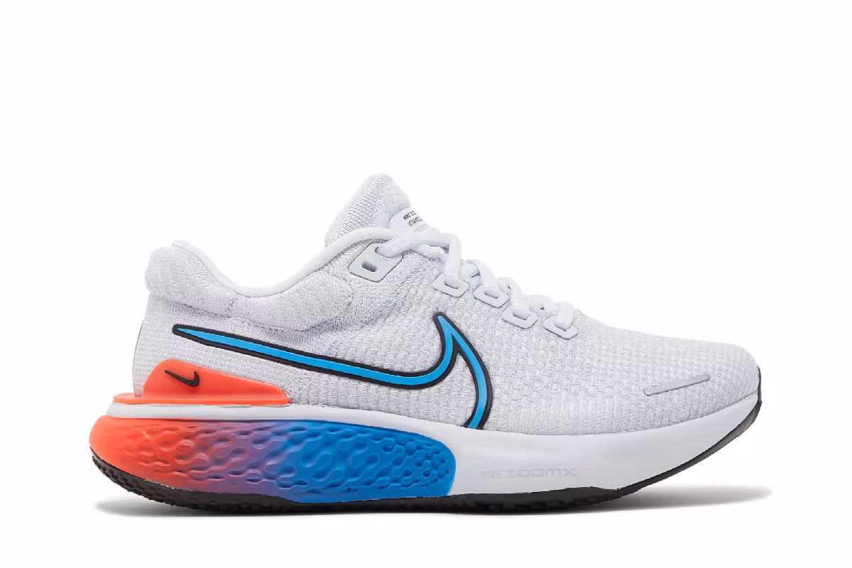Nike Women's ZoomX Invincible Run Flyknit 2 Grey Crimson Blue, view 2