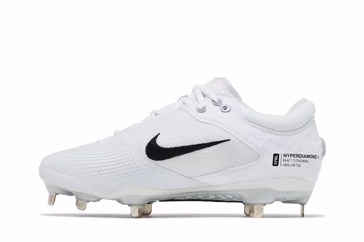 Nike Women's Hyperdiamond 4 Elite White Black, view 4