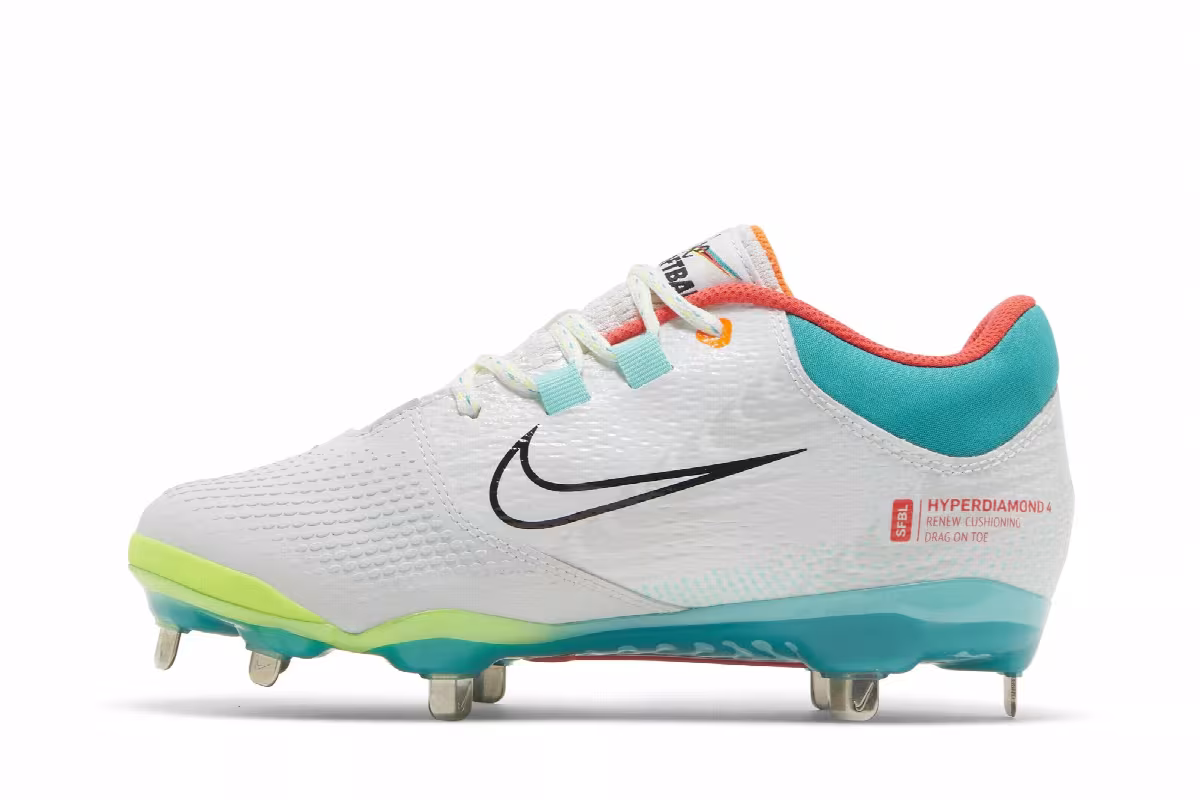 Nike Women's Hyperdiamond 4 Pro White Turbo Green, view 4