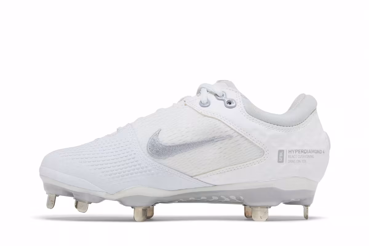 Nike Women's Hyperdiamond 4 Elite White Pure Platinum, view 4