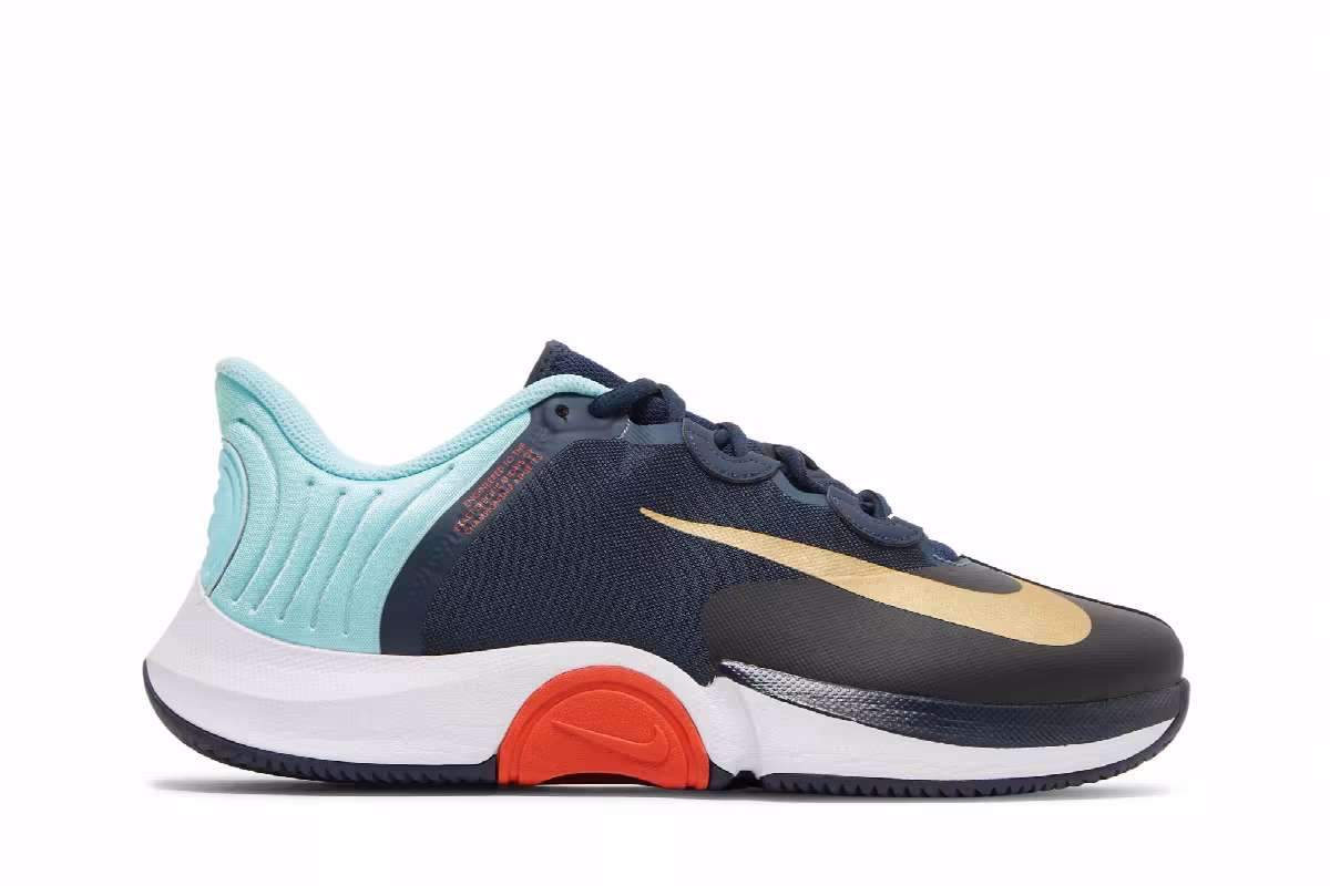 NikeCourt Air Zoom GP Turbo Obsidian Metallic Gold, view 2