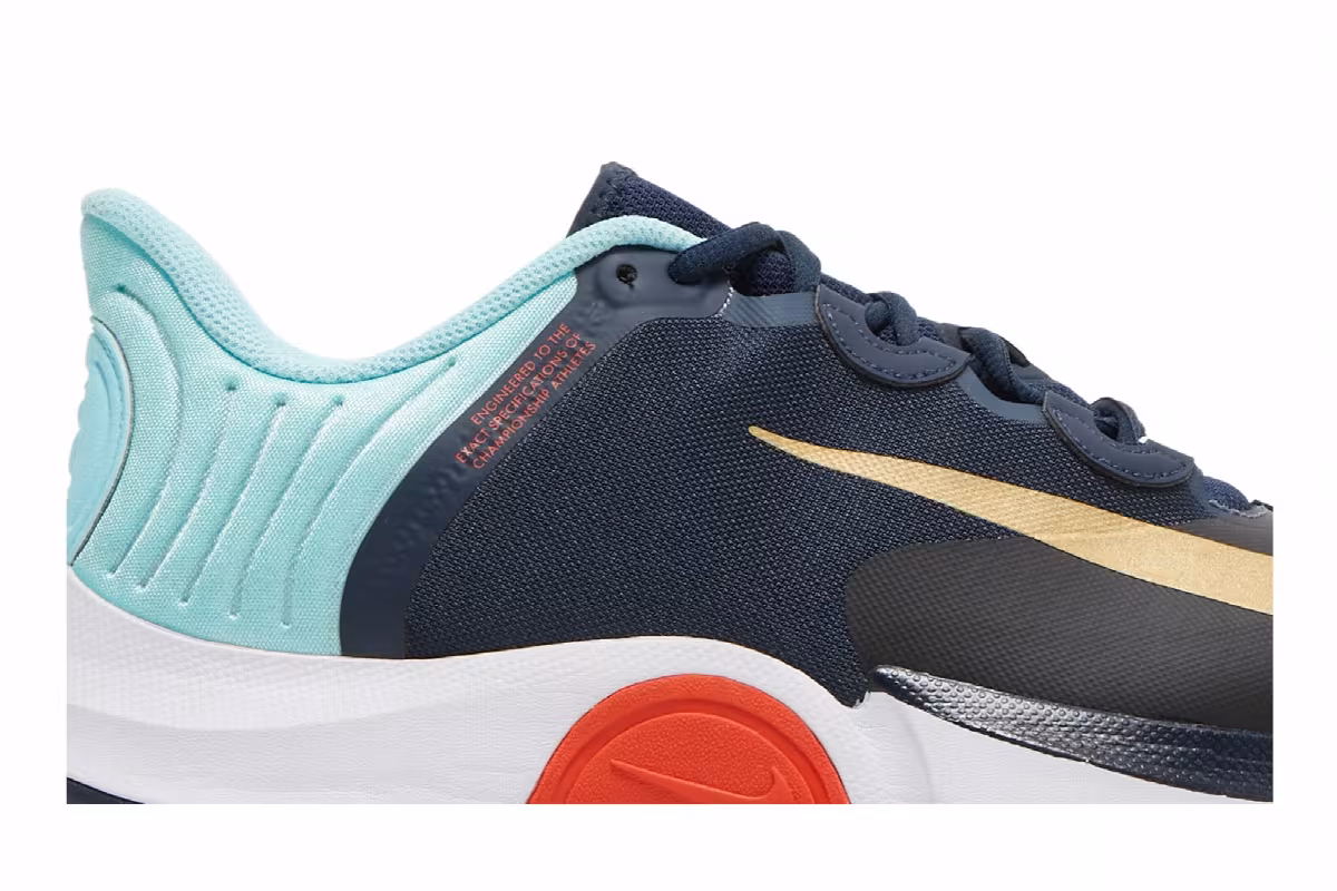 NikeCourt Air Zoom GP Turbo Obsidian Metallic Gold, view 3