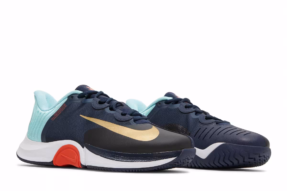 NikeCourt Air Zoom GP Turbo Obsidian Metallic Gold, view 9
