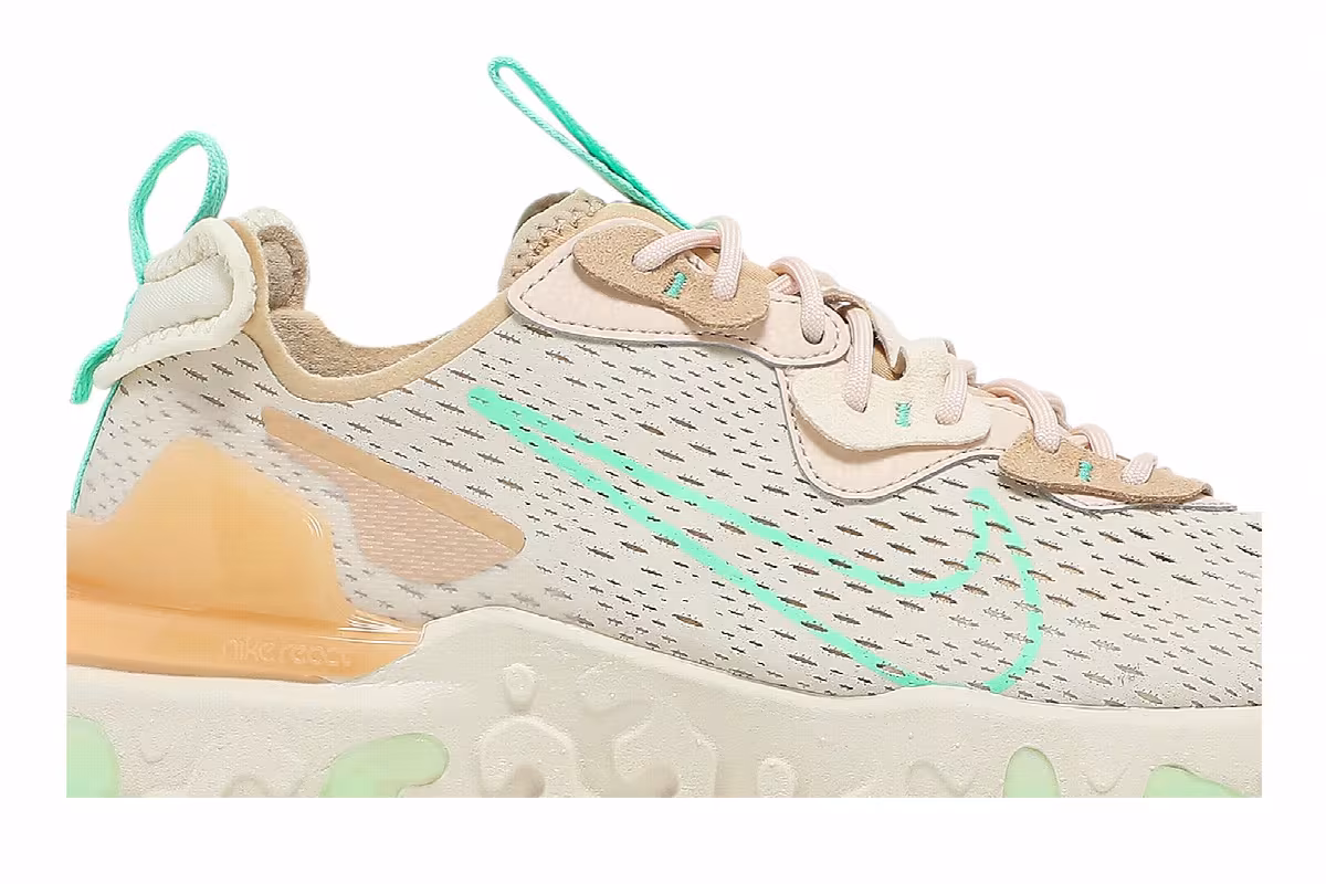Nike Women's React Vision Pearl White Green Glow, view 3