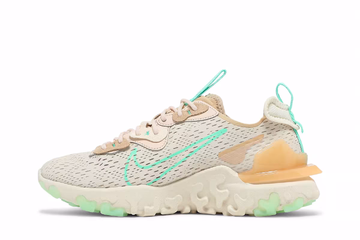 Nike Women's React Vision Pearl White Green Glow, view 4