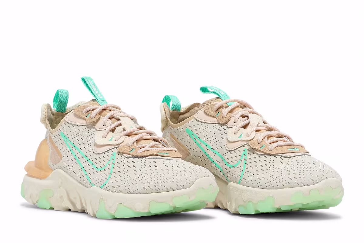 Nike Women's React Vision Pearl White Green Glow, view 9