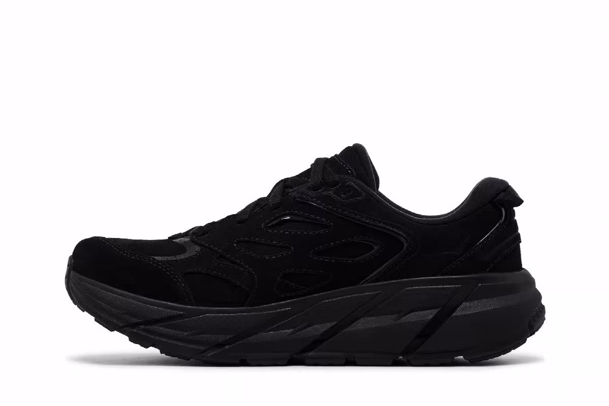HOKA Clifton L Suede Triple Black, view 4