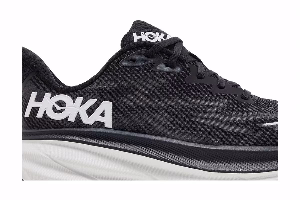 HOKA Women's Clifton 9 Black White, view 3