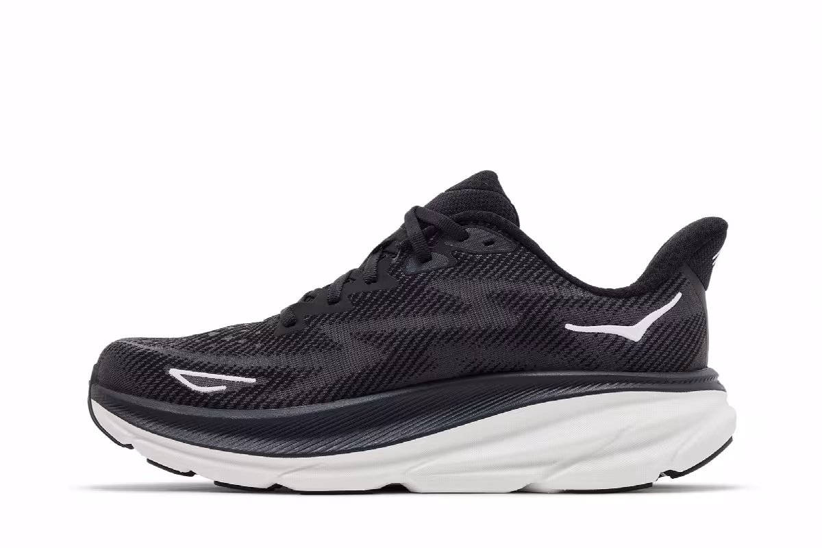 HOKA Women's Clifton 9 Black White, view 4