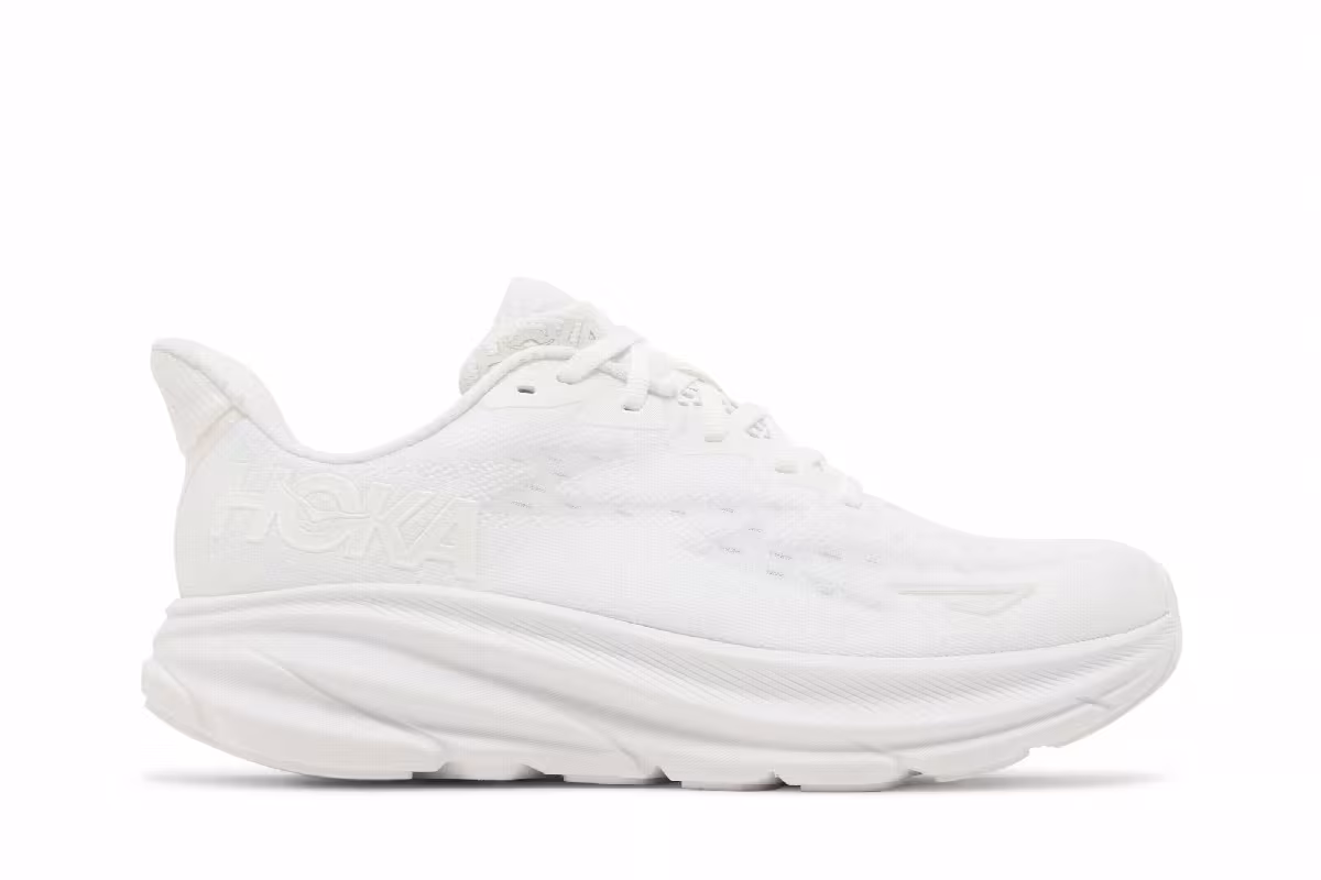 HOKA Women's Clifton 9 Wide Triple White, view 2