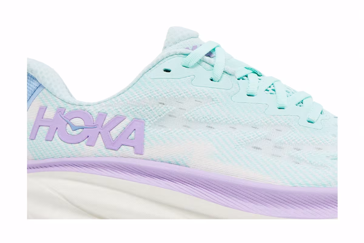 HOKA Women's Clifton 9 Wide Sunlit Ocean Lilac Mist, view 3