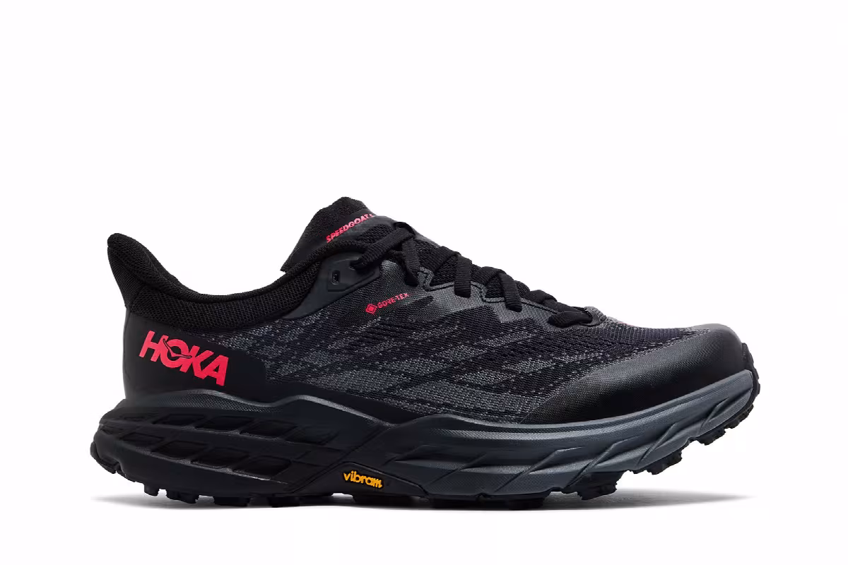 HOKA Women's Speedgoat 5 GORE-TEX Black Red, view 2