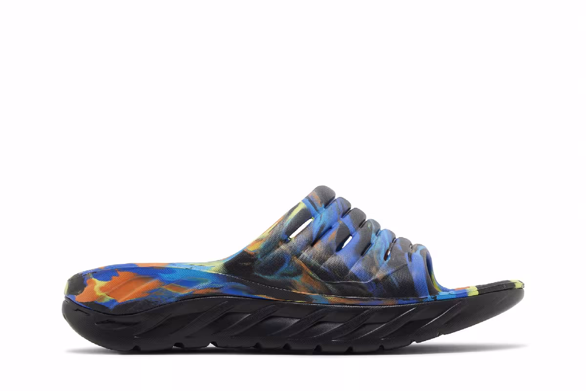 HOKA Ora Recovery Slide Swirl - Black Diva Blue, view 2
