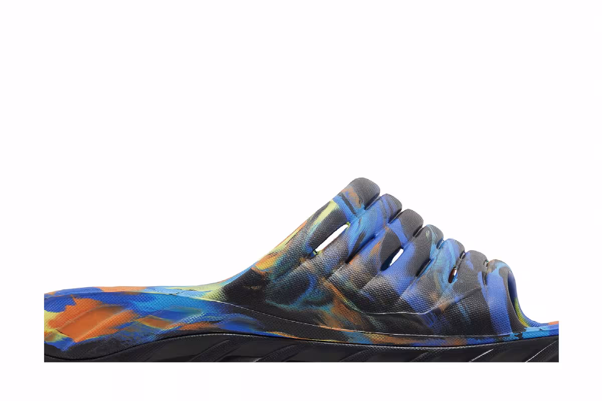 HOKA Ora Recovery Slide Swirl - Black Diva Blue, view 3