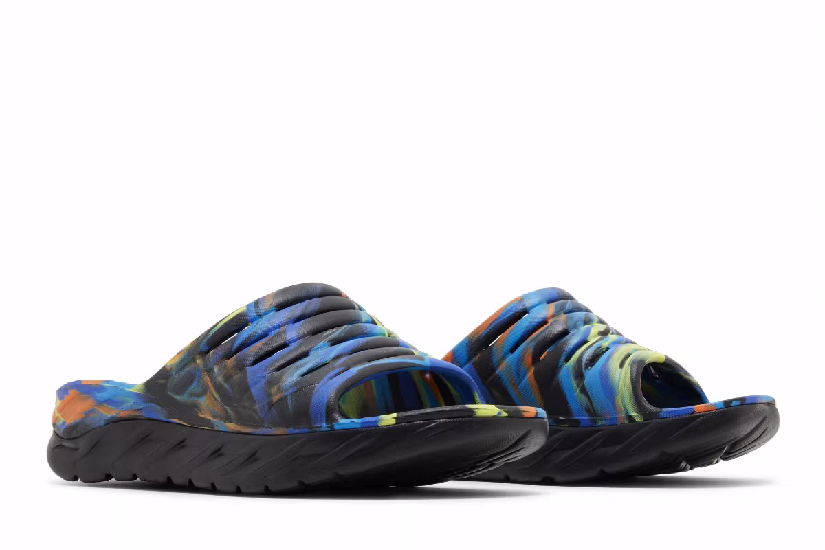 HOKA Ora Recovery Slide Swirl - Black Diva Blue, view 9