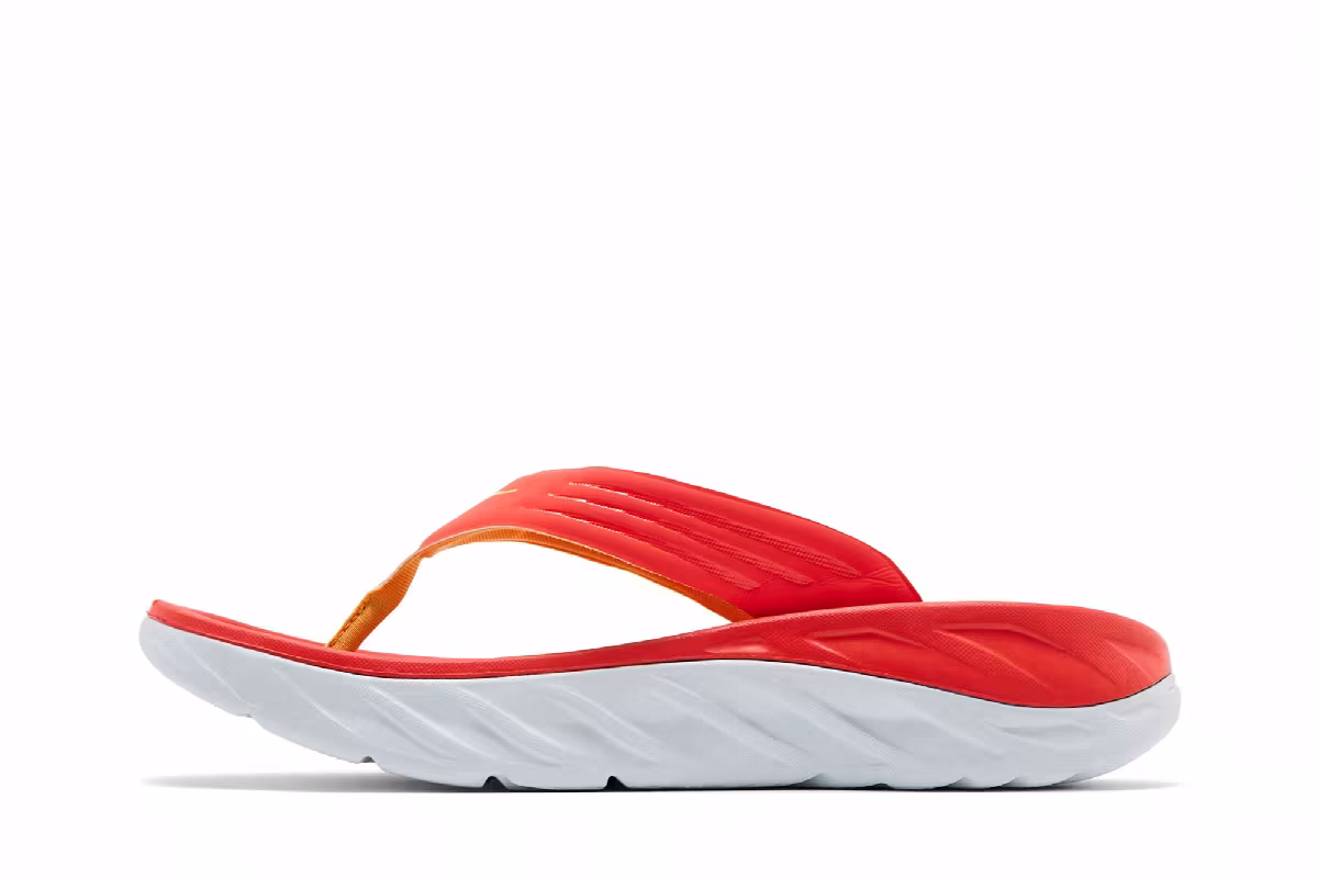HOKA Ora Recovery Flip Slide Fiesta Amber Yellow, view 4