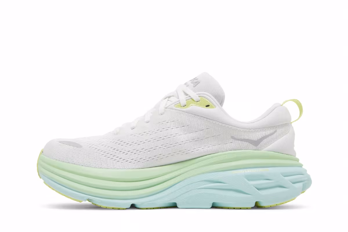 HOKA Women's Bondi 8 Blanc De Blanc Sunlit Ocean, view 4