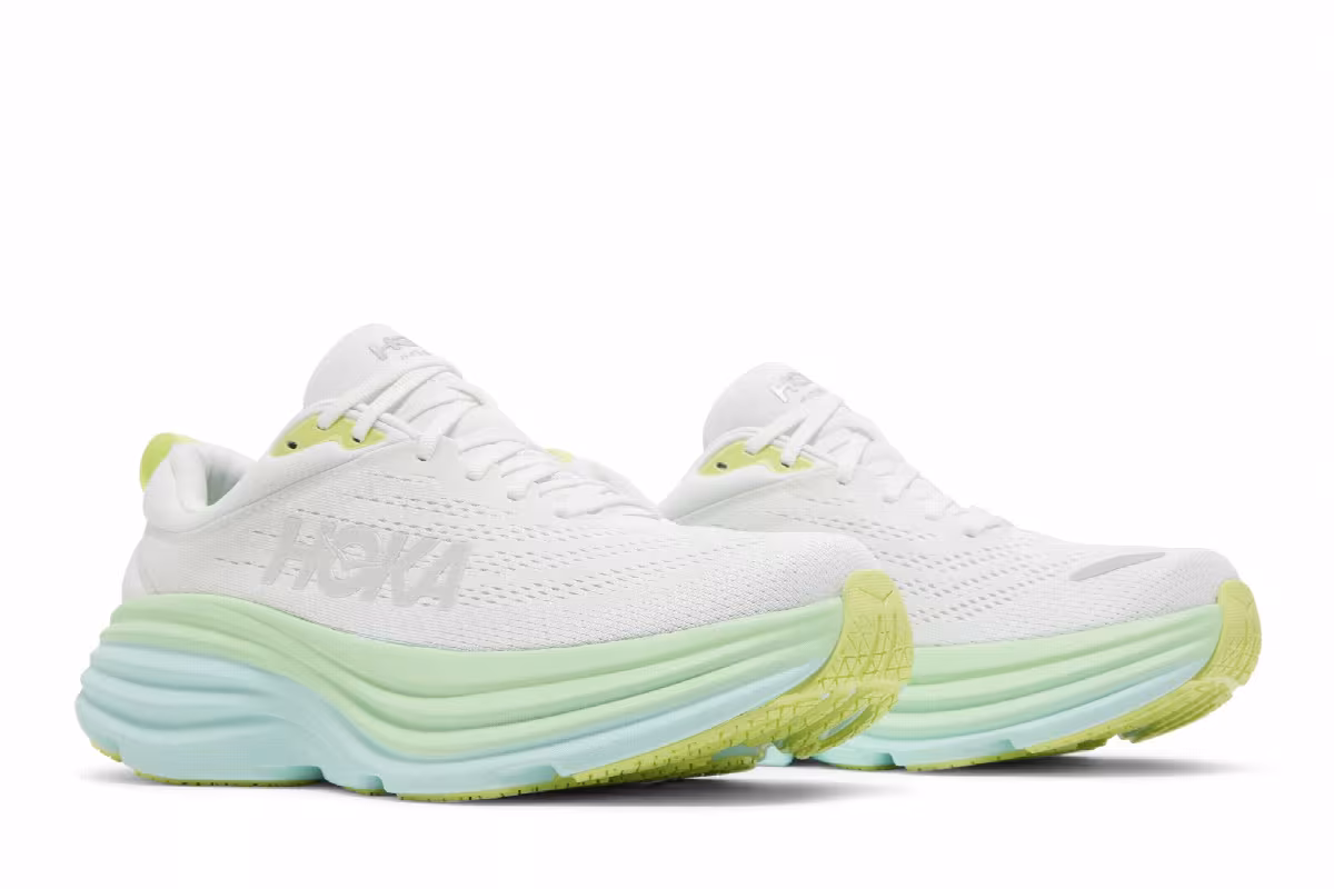 HOKA Women's Bondi 8 Blanc De Blanc Sunlit Ocean, view 9