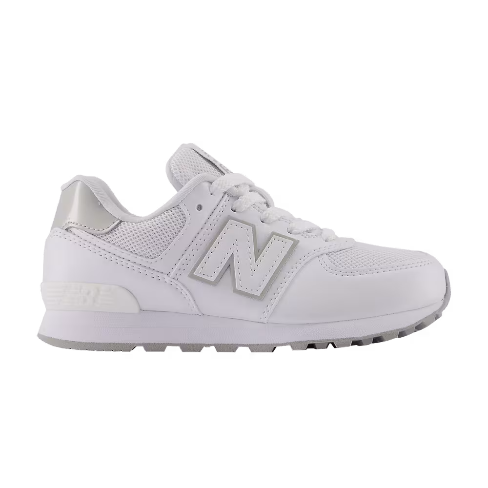 New Balance 574 Little Kid White Silver Metallic