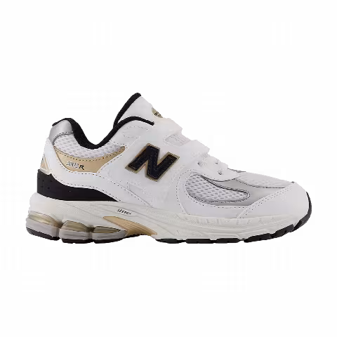New Balance 2002R Hook & Loop Little Kid Wide 'White Black Gold'