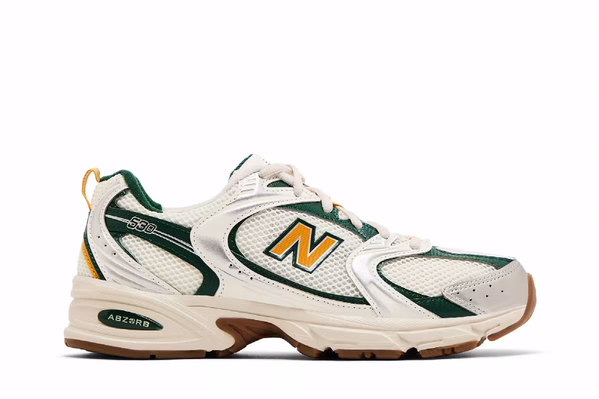 New Balance 530 White Green Gold, view 2