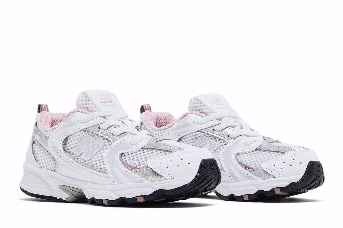 New Balance 530 Bungee Toddler White Mid Century Pink, view 9
