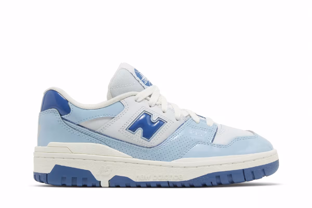 New Balance 550 Big Kid Patent Leather Pack - Chrome Blue, view 2