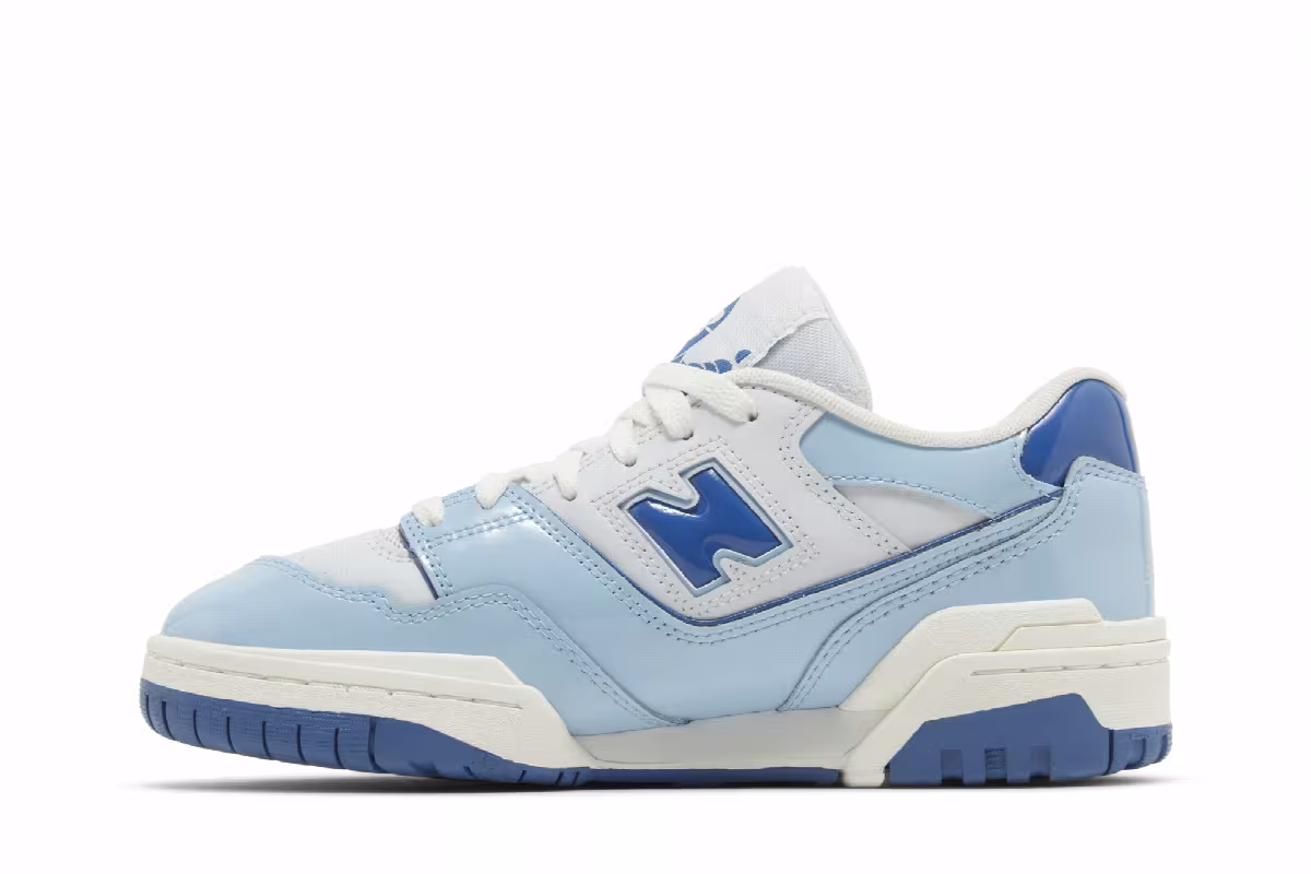 New Balance 550 Big Kid Patent Leather Pack - Chrome Blue, view 4