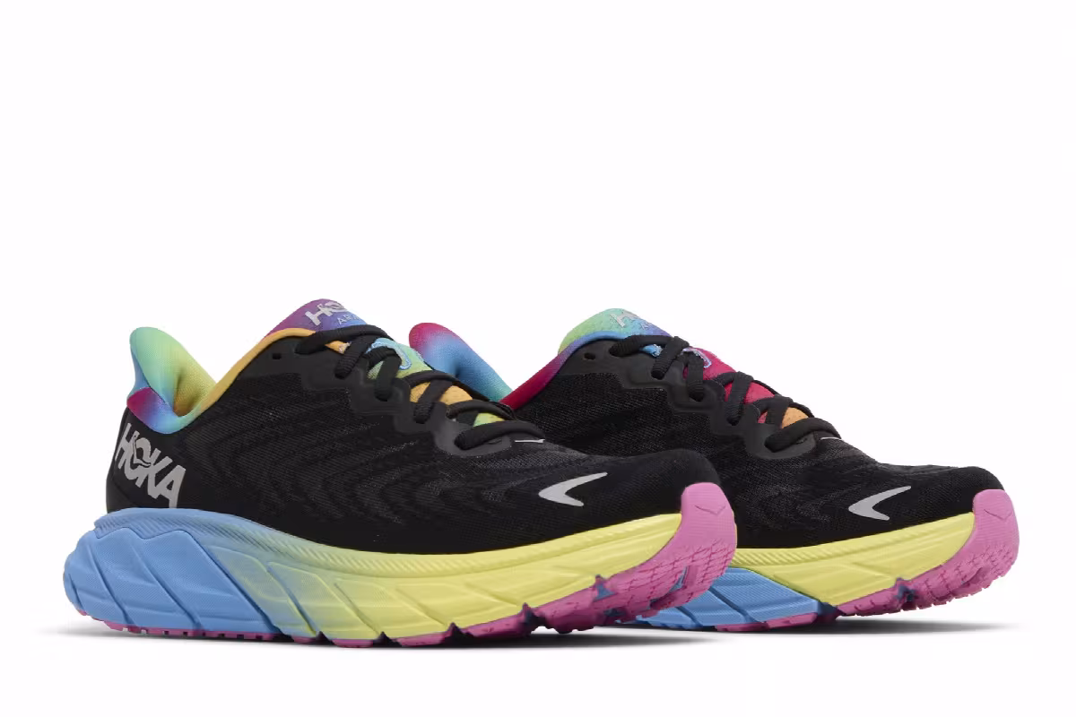 HOKA Women's Arahi 6 Black Rainbow, view 9