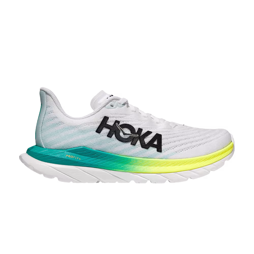 HOKA Women's Mach 5 Wide White Blue Glass