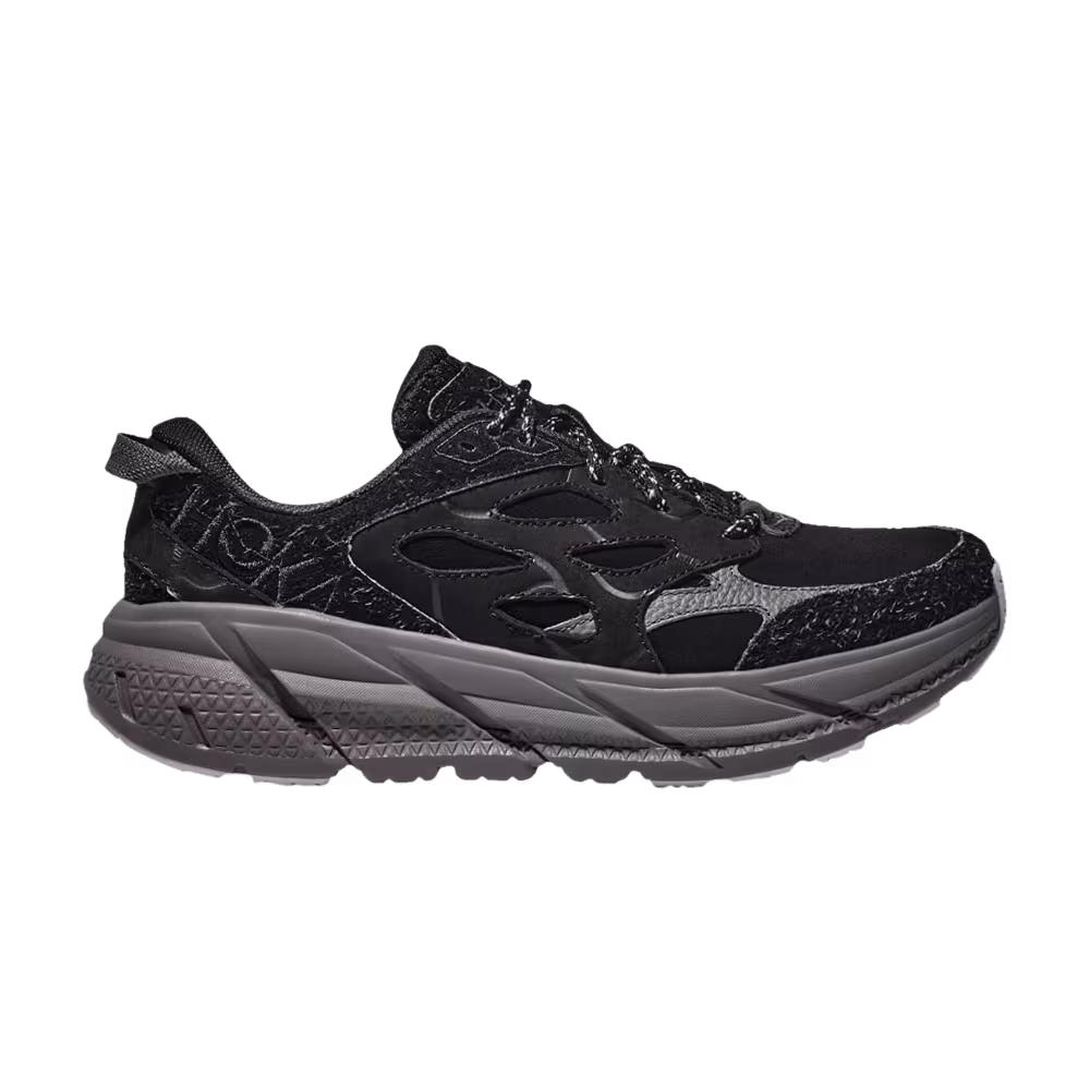 HOKA Clifton L Suede Elite Terrain System - Black Satellite Grey