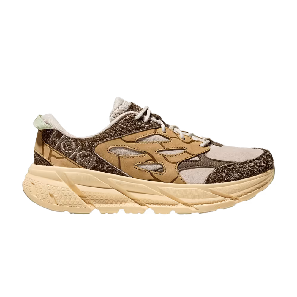 HOKA Clifton L Suede Elite Terrain System - Oat Milk Pollen