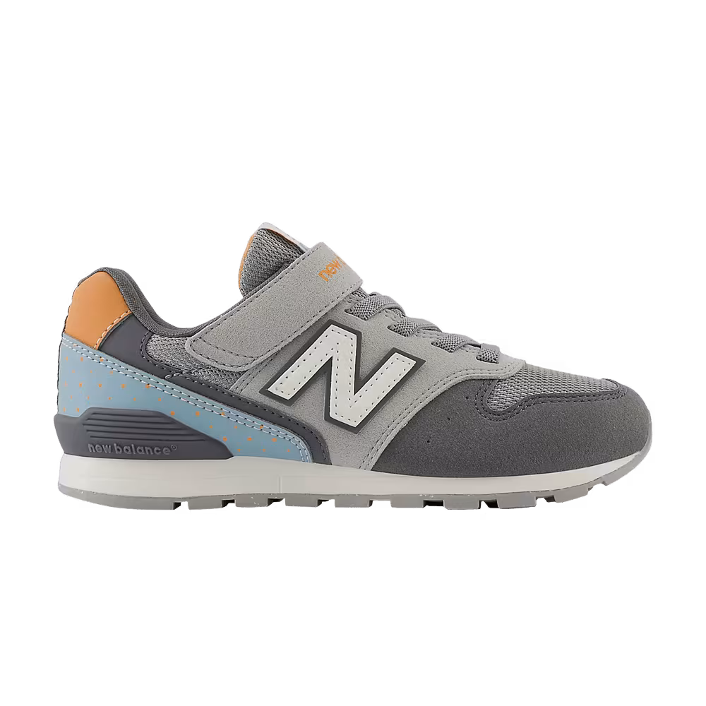 New Balance 996 Bungee Lace Top Strap Big Kid Wide Grey White Blue
